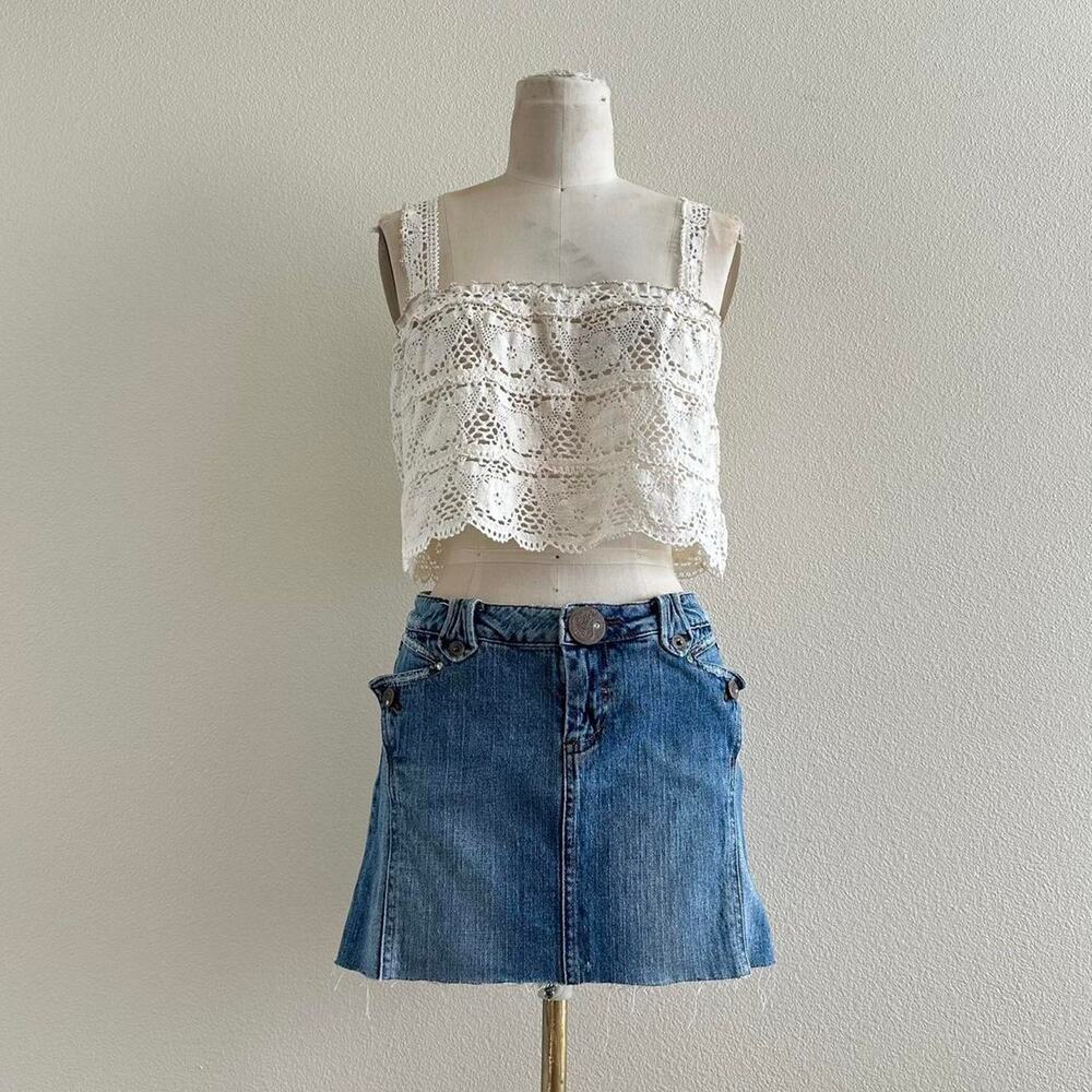 handmade cream crochet tank top